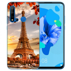 Huawei P20 Lite 2019 Schutzhülle Silikon TPU mit Eiffelturm Bilddruck