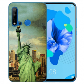 Huawei P20 Lite 2019 Silikon TPU Hülle mit Bilddruck Freiheitsstatue