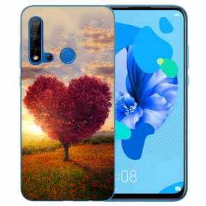 Silikon TPU Hülle mit Bilddruck Herzbaum für Huawei P20 Lite 2019