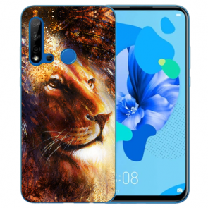 Huawei P20 Lite 2019 Silikon TPU mit Bilddruck LöwenKopf Porträt Etui