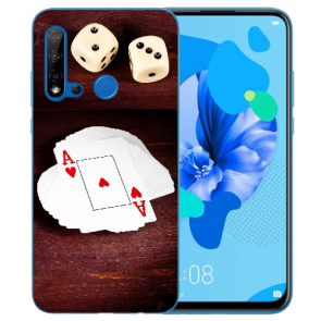 Huawei P20 Lite 2019 Silikon TPU mit Spielkarten-Würfel Bilddruck