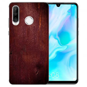 Huawei P30 Lite New Edition Silikon TPU Hülle mit Bilddruck Eichenholz -Optik