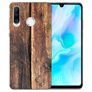 Silikon TPU Hülle mit Bilddruck HolzOptik für Huawei P30 Lite Etui New Edition