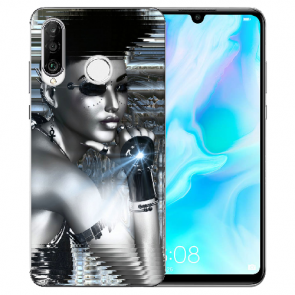 Huawei P30 Lite TPU Hülle mit Bilddruck Robot Girl Tasche 