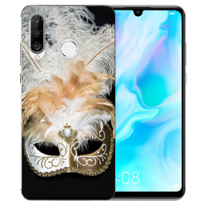 Huawei P30 Lite New Edition Silikon TPU Hülle mit Bilddruck Venedig Maske Etui