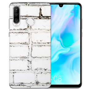 Huawei P30 Lite New Edition Silikon TPU Hülle mit Bilddruck Weiße Mauer Tasche 