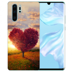 Huawei P30 Pro Silikon TPU Hülle mit Bilddruck Herzbaum Tasche