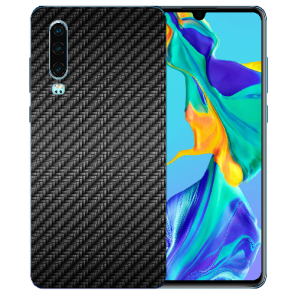 Huawei P30 Silikon TPU Case Schutzhülle mit Bilddruck Carbon Optik