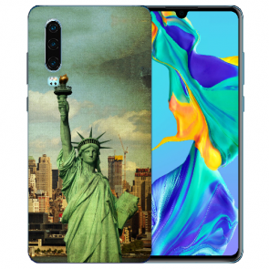 Huawei P30 Silikon TPU Hülle mit Bilddruck Freiheitsstatue