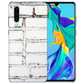 Huawei P30 Silikon TPU Handy Hülle mit Bilddruck Weiße Mauer Etui