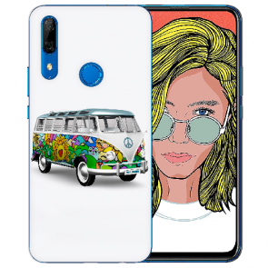 Huawei P Smart Z Silikon TPU Hülle mit Bilddruck Hippie Bus Etui