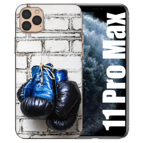 iPhone 11 Pro Max Handy Hülle Silikon TPU mit Bilddruck Boxhandschuhe