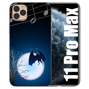 iPhone 11 Pro Max Handy Hülle Silikon TPU mit Bilddruck Fledermaus-mond