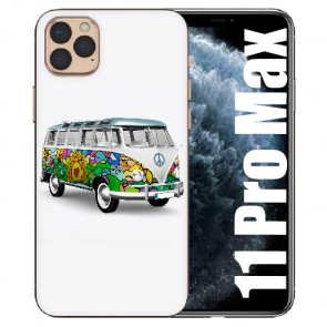 Handy Hülle TPU für iPhone 11 Pro Max mit Bilddruck Hippie Bus Etui