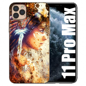 Handy Hülle TPU mit Bilddruck Indianerin Porträt für iPhone 11 Pro Max