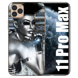 Handy Hülle TPU für iPhone 11 Pro Max mit Robot Girl Bilddruck 