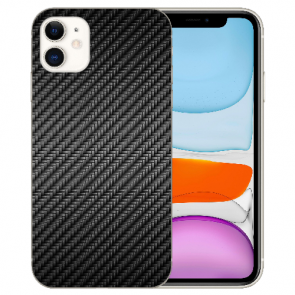 Schutzhülle Handy Hülle Silikon TPU für iPhone 11 mit Bilddruck Carbon Optik