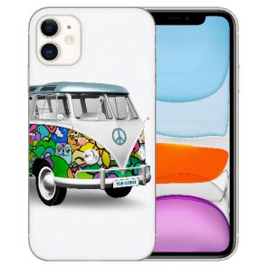 Handy Hülle Silikon TPU für iPhone 11 mit Hippie Bus Bilddruck 