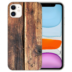 Handy Hülle Silikon TPU für iPhone 11 Case mit Bilddruck Holzoptik