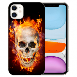 Handy Hülle Silikon TPU mit Totenschädel Feuer Bilddruck für iPhone 11 