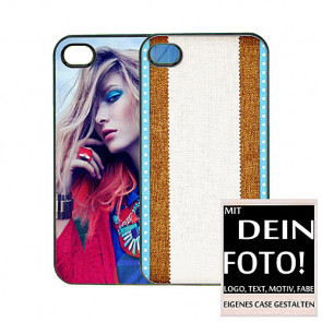 2D Hülle für iPhone 4 4s Hard case mit Foto und Text zum selbst gestalten.