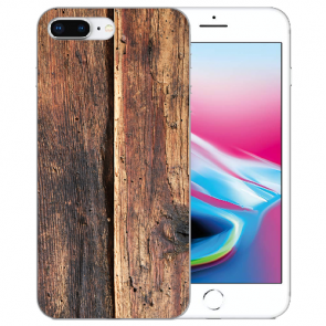 iPhone 7 +/ iPhone 8 Plus Handy TPU Hülle mit Fotodruck Holzoptik
