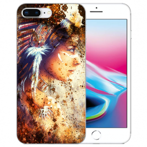 TPU Hülle für iPhone 7 +/ iPhone 8 Plus mit Fotodruck Indianerin Porträt