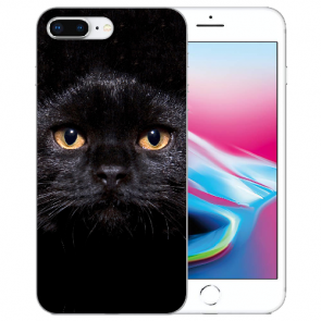iPhone 7 Plus / iPhone 8 Plus TPU Handy Hülle mit Fotodruck Schwarze Katze