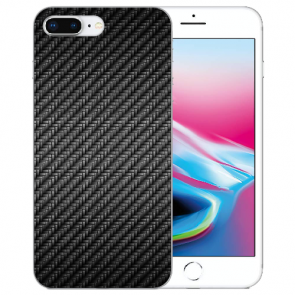 iPhone 7 Plus / iPhone 8 Plus TPU Handy Hülle mit Fotodruck Carbon Optik
