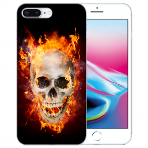 TPU Hülle für iPhone 7 +/ iPhone 8 Plus mit Fotodruck Totenschädel Feuer