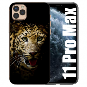 iPhone 11 Pro Max Schutzhülle Handy Hülle Silikon TPU mit Bilddruck Leopard