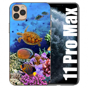 iPhone 11 Pro Max Handy Hülle TPU mit Fotodruck Aquarium Schildkröten