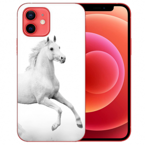 Schutzhülle für iPhone 12 Handy Case mit Pferd Bild Namendruck Etui