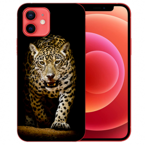 iPhone 12 Silikon TPU Handyhülle mit Leopard beim Jagd Bilddruck 