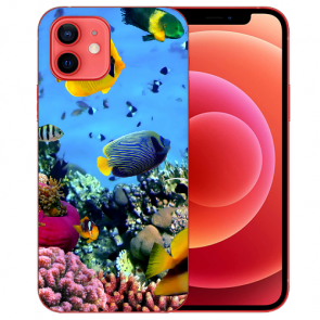 iPhone 12 Silikon TPU Hülle mit Bilddruck Korallenfische Schutzhülle 