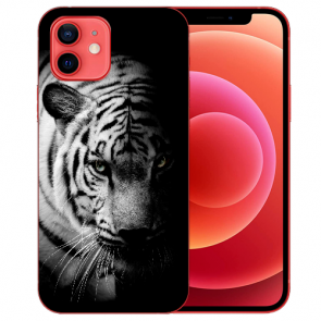 Silikon TPU Handyhülle mit Bilddruck Tiger Schwarz Weiß iPhone 12 Case