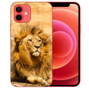 Silikon TPU Handy Hülle für iPhone 12 mit Löwe Bild Namendruck 
