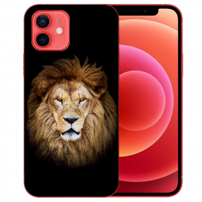 Silikon TPU Hülle für iPhone 12 mit LöwenKopf Bild Namendruck 