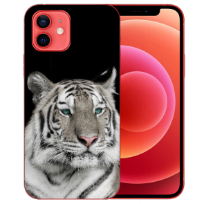 Schutzhülle für iPhone 12 Handy Case mit Tiger Bild Namendruck Etui