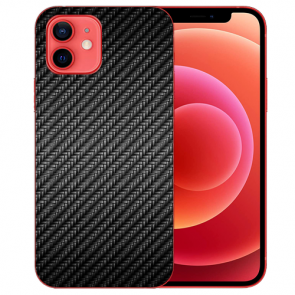 Silikon TPU Handy Hülle für iPhone 12 mit Carbon Optik Bilddruck 