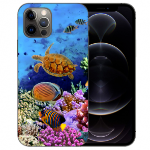 iPhone 12 Pro Handy Hülle mit Bilddruck Aquarium Schildkröten