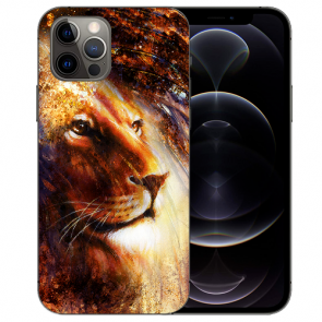 Handy Hülle Tasche für iPhone 12 Pro Max mit Bilddruck LöwenKopf Porträt