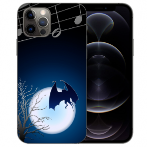 Handy Tasche für iPhone 12 Pro Max mit Bilddruck Fledermaus-mond
