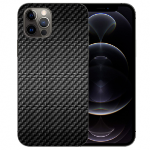 Handy Hülle Tasche für iPhone 12 Pro Max mit Bilddruck Carbon Optik