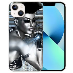 Silikon TPU Cover Schutzhülle Handyhülle für iPhone 14 Fotodruck Robot Girl