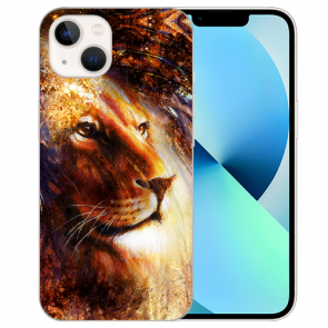 Silikon Schale Backcover Case für iPhone 14 Plus Löwenkopf Porträt Bilddruck 