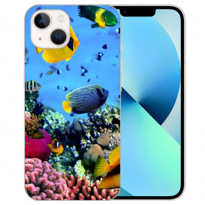 iPhone 13 Silikon TPU Case Handyhülle mit Fotodruck Korallenfische