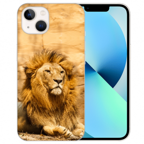 Schutzhülle Silikon TPU Case Handyhülle für iPhone 13 Mini mit Fotodruck Löwe Etui