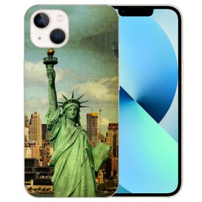 Schutzhülle Silikon TPU für iPhone 14 Plus Cover Case Bilddruck Freiheitsstatue