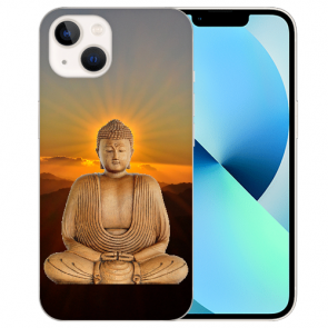 Personalisierte Silikon TPU Cover Fotodruck Frieden Buddha für iPhone 14 Plus